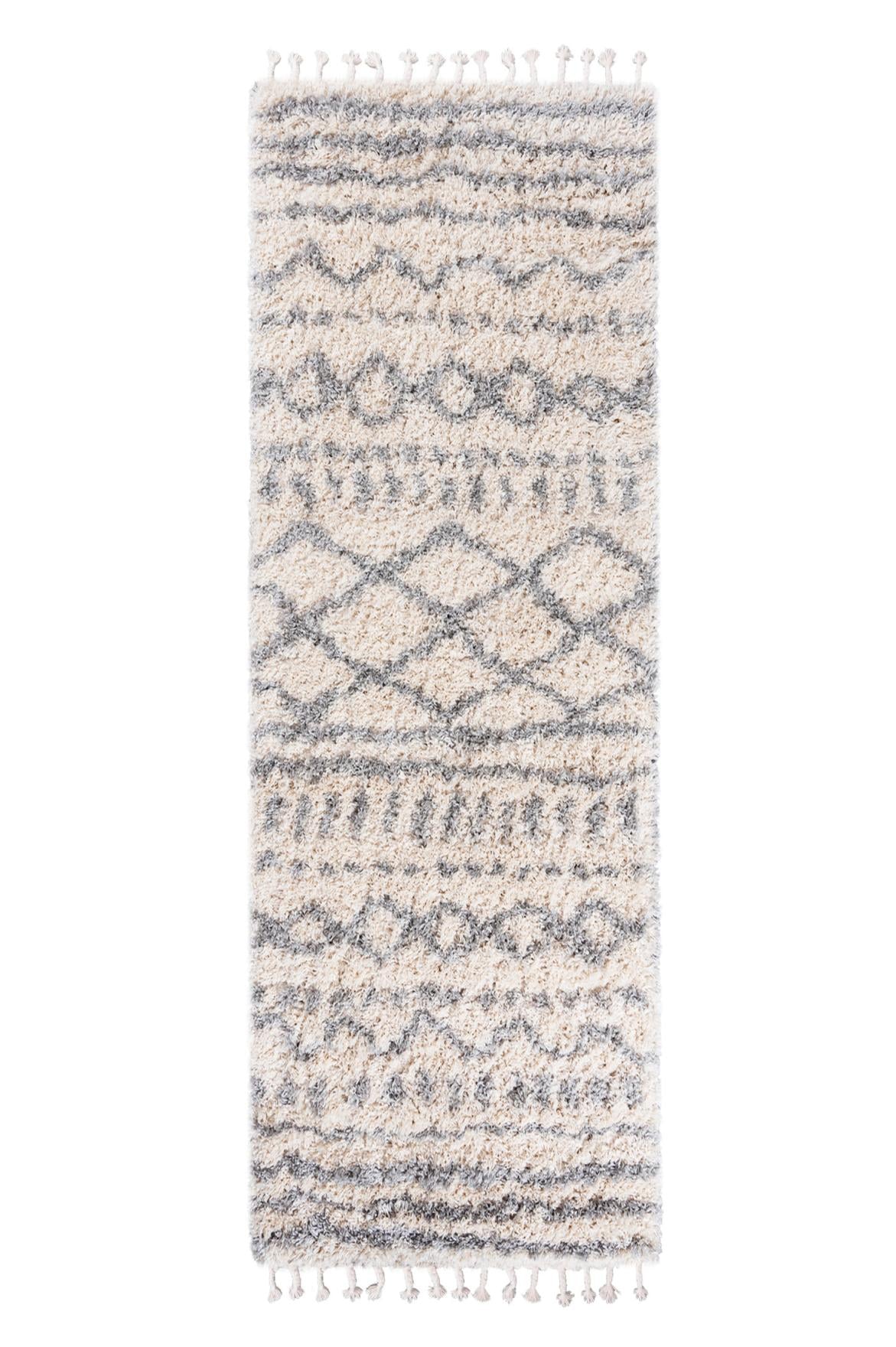 Teppichläufer Shaggy Beige / Creme Boho FN28A AZTEC
