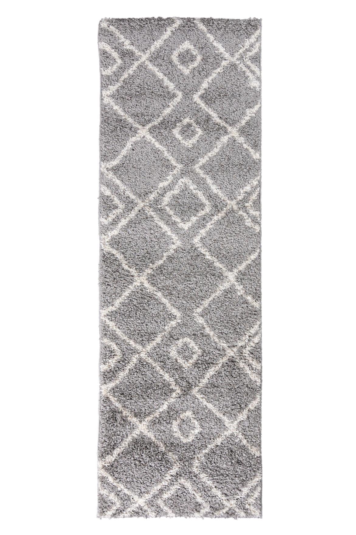 Teppichläufer Shaggy Grau Boho Geometrisch 4003A DELHI
