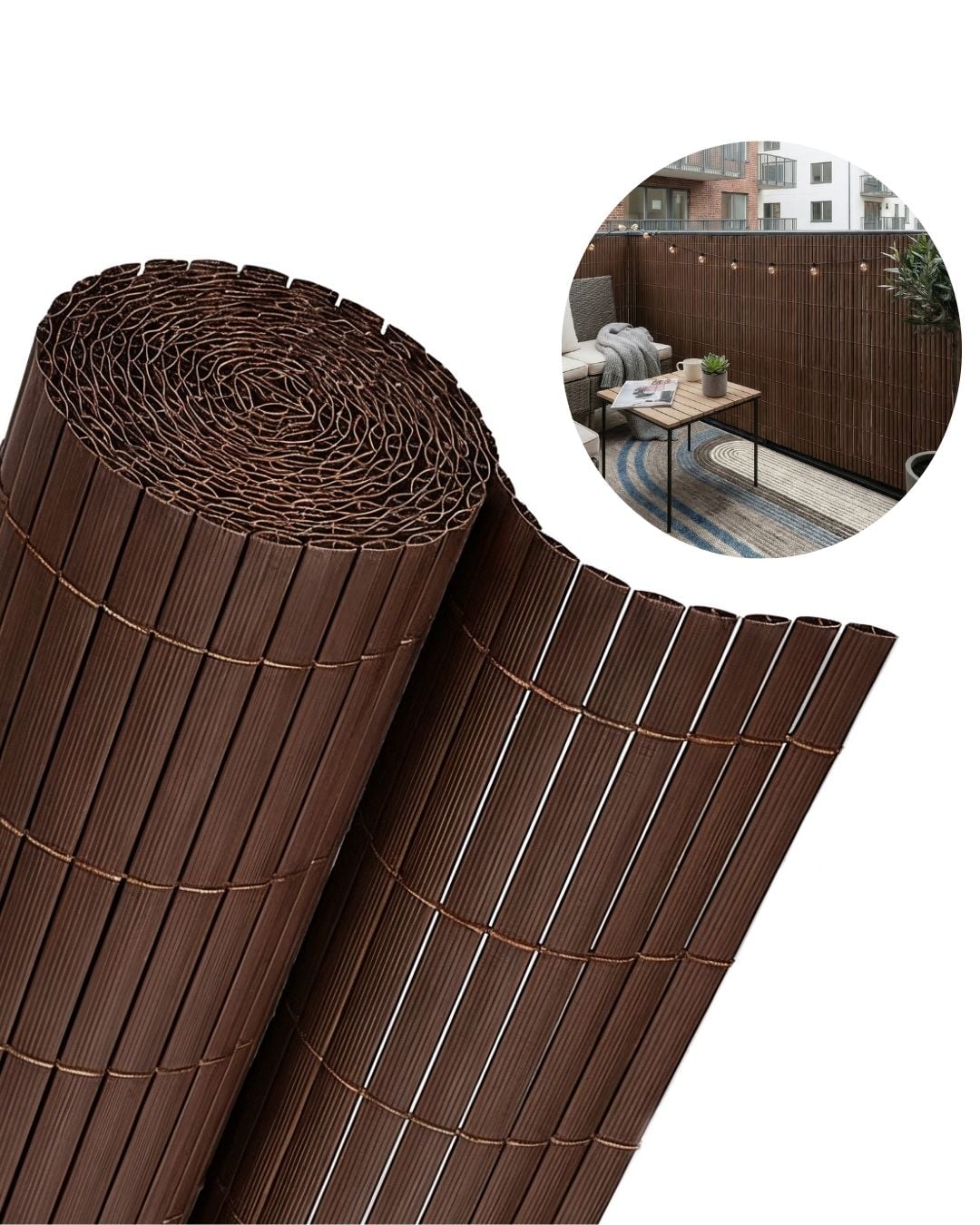 Gartenabdeckung, Terrasse, Balkon sichtschutz, PVC-Matte – Aperto Marrone – braun, modern, geriffelt
