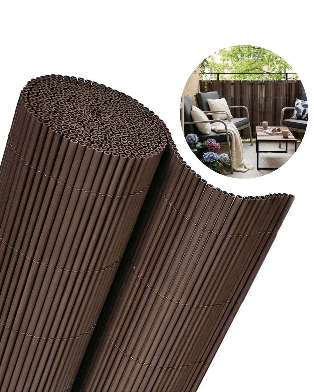 Gartenabdeckung, Terrasse, Balkon sichtschutz / Bambusimitat-Matte PVC - Tubo Marrone - braun, modern