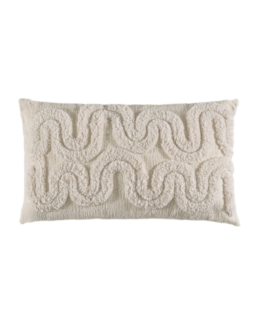 Dekokissen mit Füllung, 30 x 50 cm – Puro Zigzag – bestickt, weiß, ecru