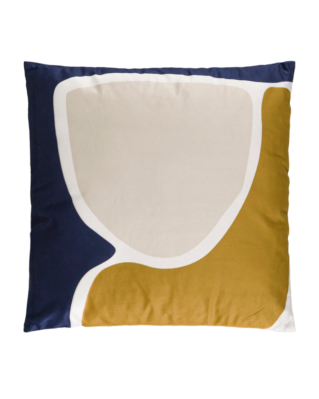 Dekokissen mit Füllung, 45x45 cm – Solare Caldo – Velours, dunkelblau, beige