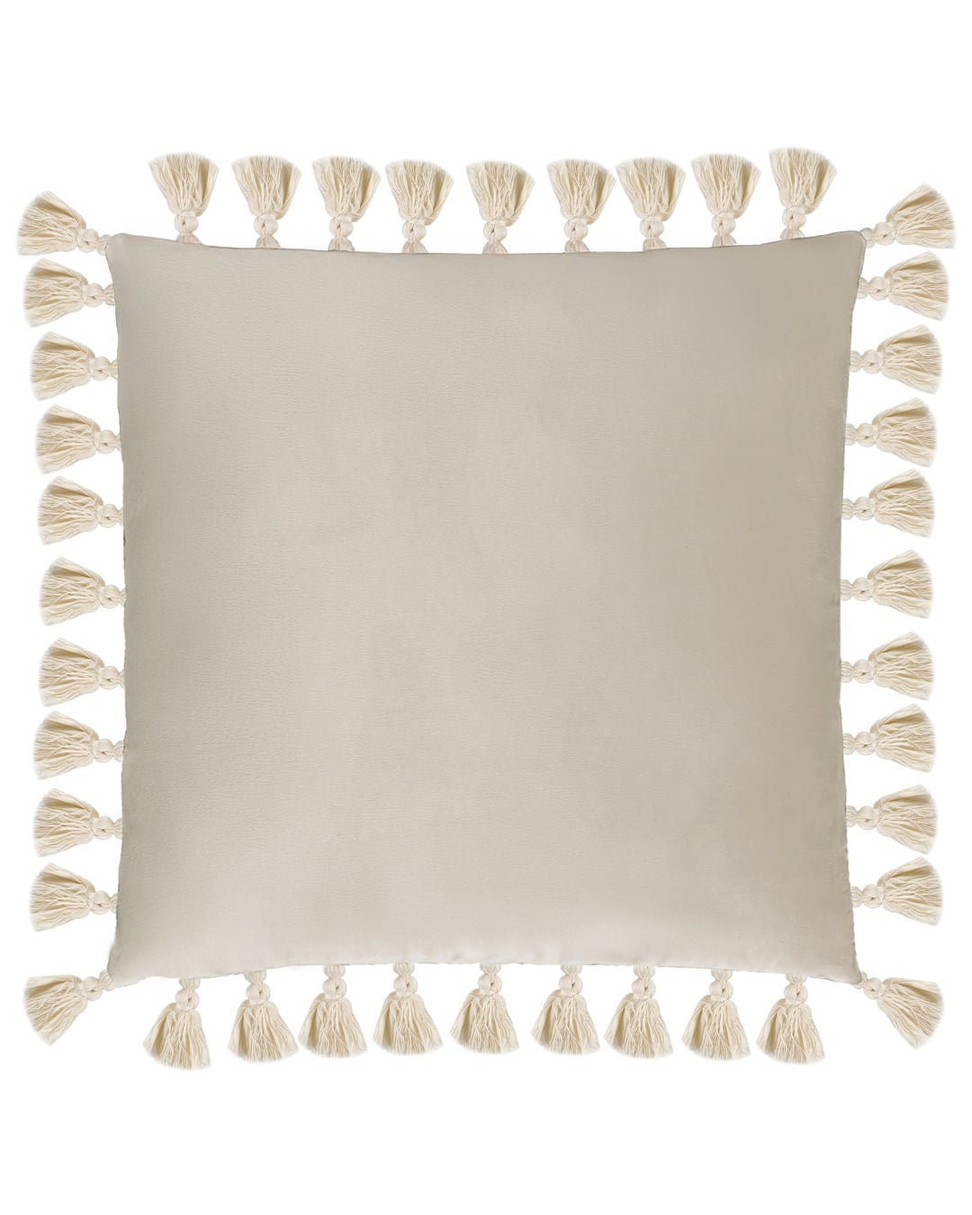 Dekokissen mit Einlage, 45 x 45 cm – Puro Senza – mit Fransen, cremefarben