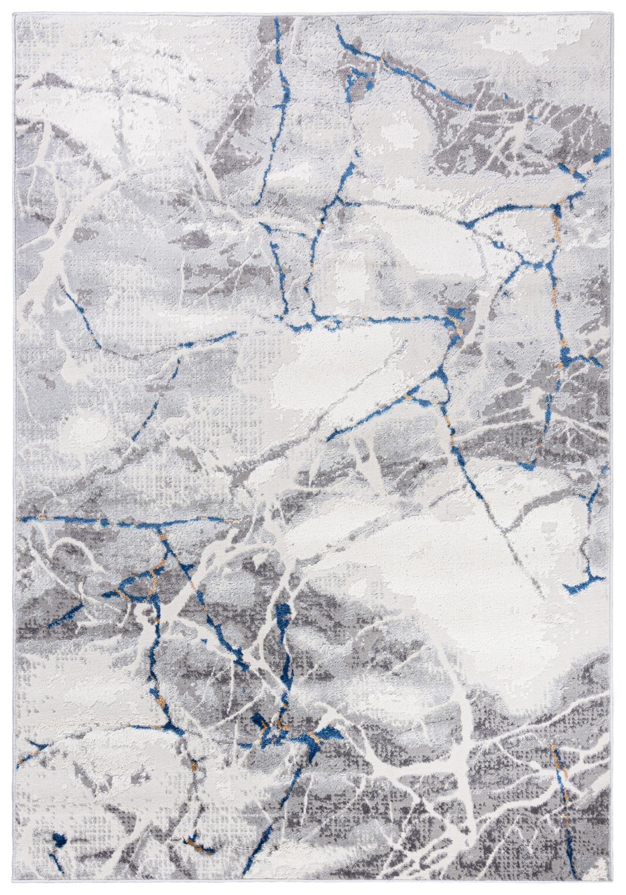 Moderner Teppich - Portland R216B L GRAYD BLUE - abstrakt Marmoroptik, grau, blau