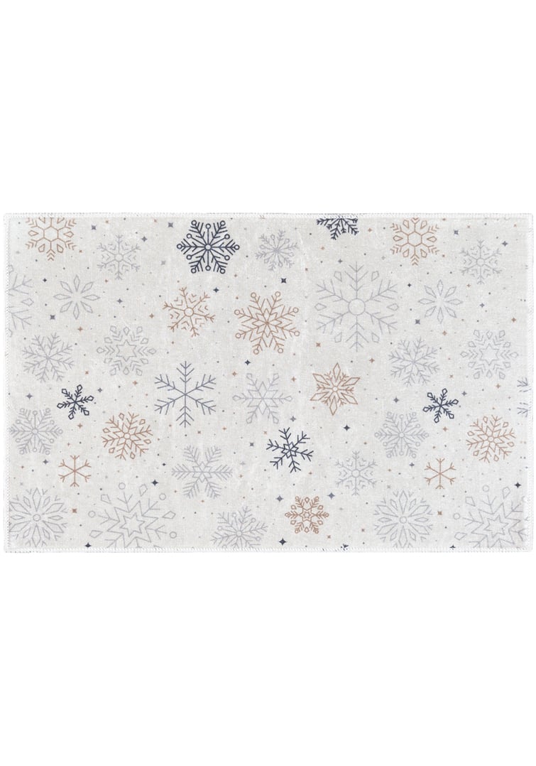 Weihnachtsteppich, Schneeflockenmatte - XMAS SNOWFLAKE Weihnachts-Fußmatte, weiß, ecru