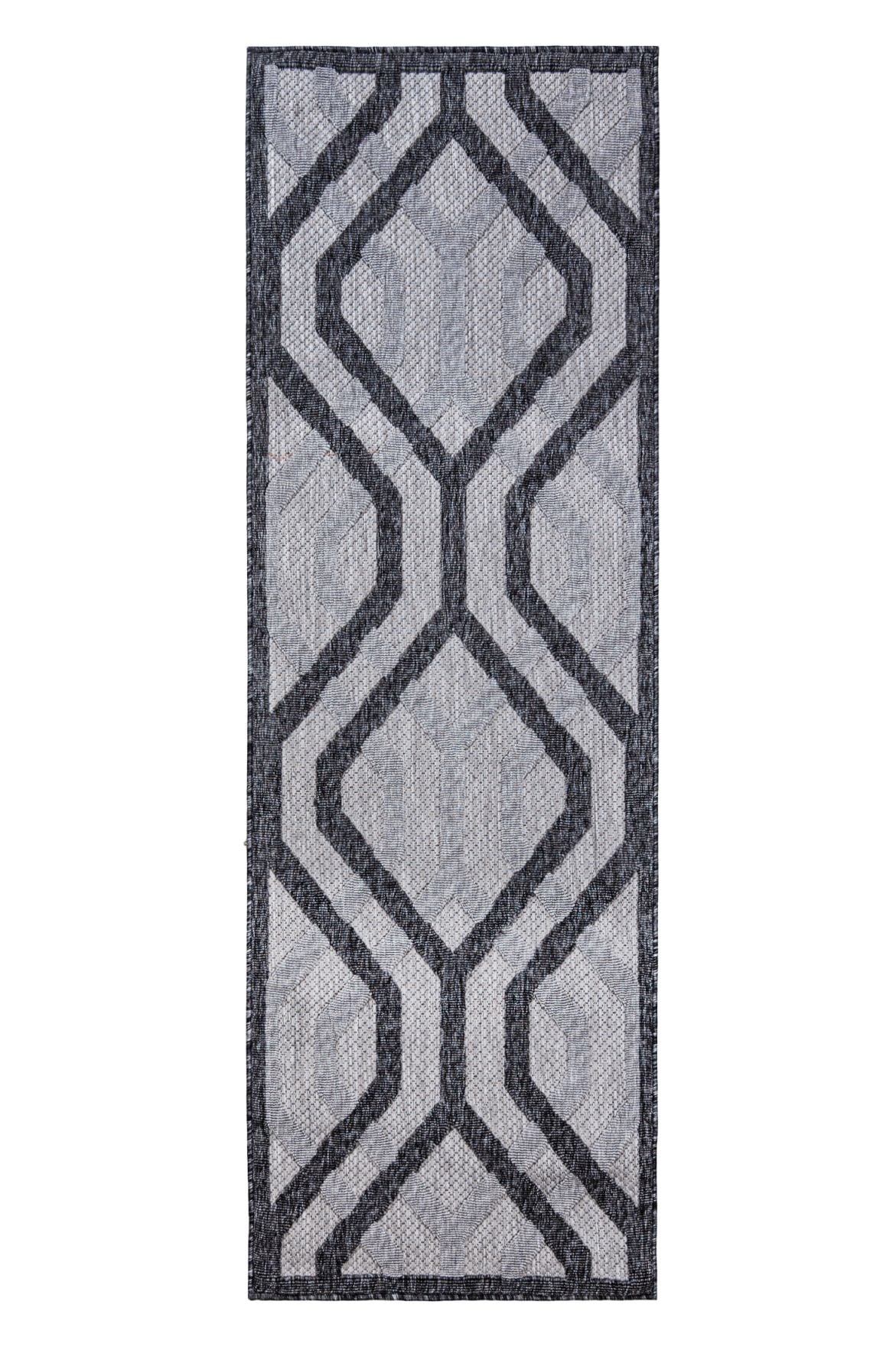 Teppichläufer In- Outdoor Grau Geometrisch T936A CANSAS