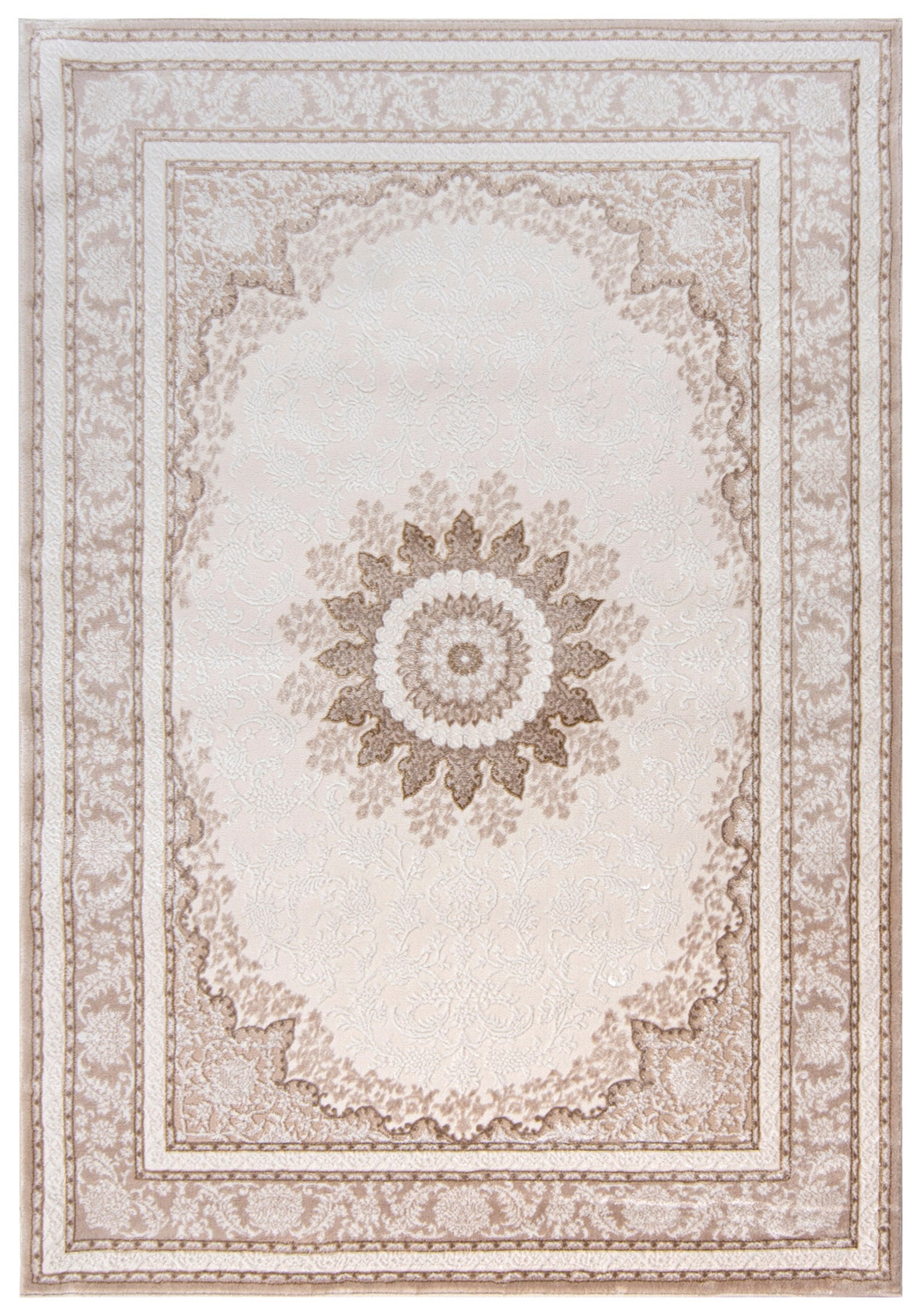 Traditioneller zweistöckiger Teppich HERA TP58E – Creme, Beige