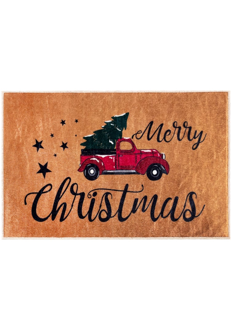 Weihnachtsteppich, Matte - XMAS CAR Weihnachts-Fußmatte, braun